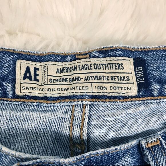 VINTAGE American Eagle Flare Leg Jeans Distressed Low Mid Rise 90s Y2K Size 12 - Picture 6 of 14